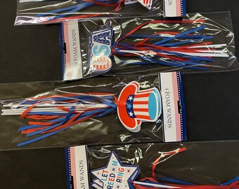 Fourth of July / Independence Day/ Patriotic Pick / Wand with Ribbon - 4 Pack