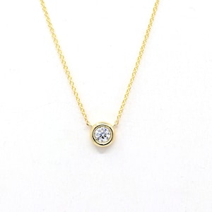 14K 0.20CT Diamond Bezel Solitaire Necklace / Diamond Necklace / Diamond Bezel Pendant / Solitaire Necklace / Everyday Necklace / Rose Gold