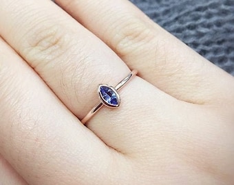14K 0.15CT Marquise Tanzanite Solitaire Ring / Tanzanite Ring / Solitaire Ring / Natural Tanzanite / Simple Ring / Dainty Ring / white Gold