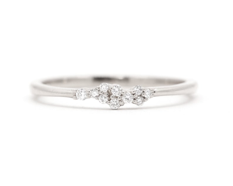 Tiny Natural Diamond Cluster Wedding Band14K Solid gold Women/'s Thin Band with Small Round Real DiamondsFriendship RingGraduation Gift