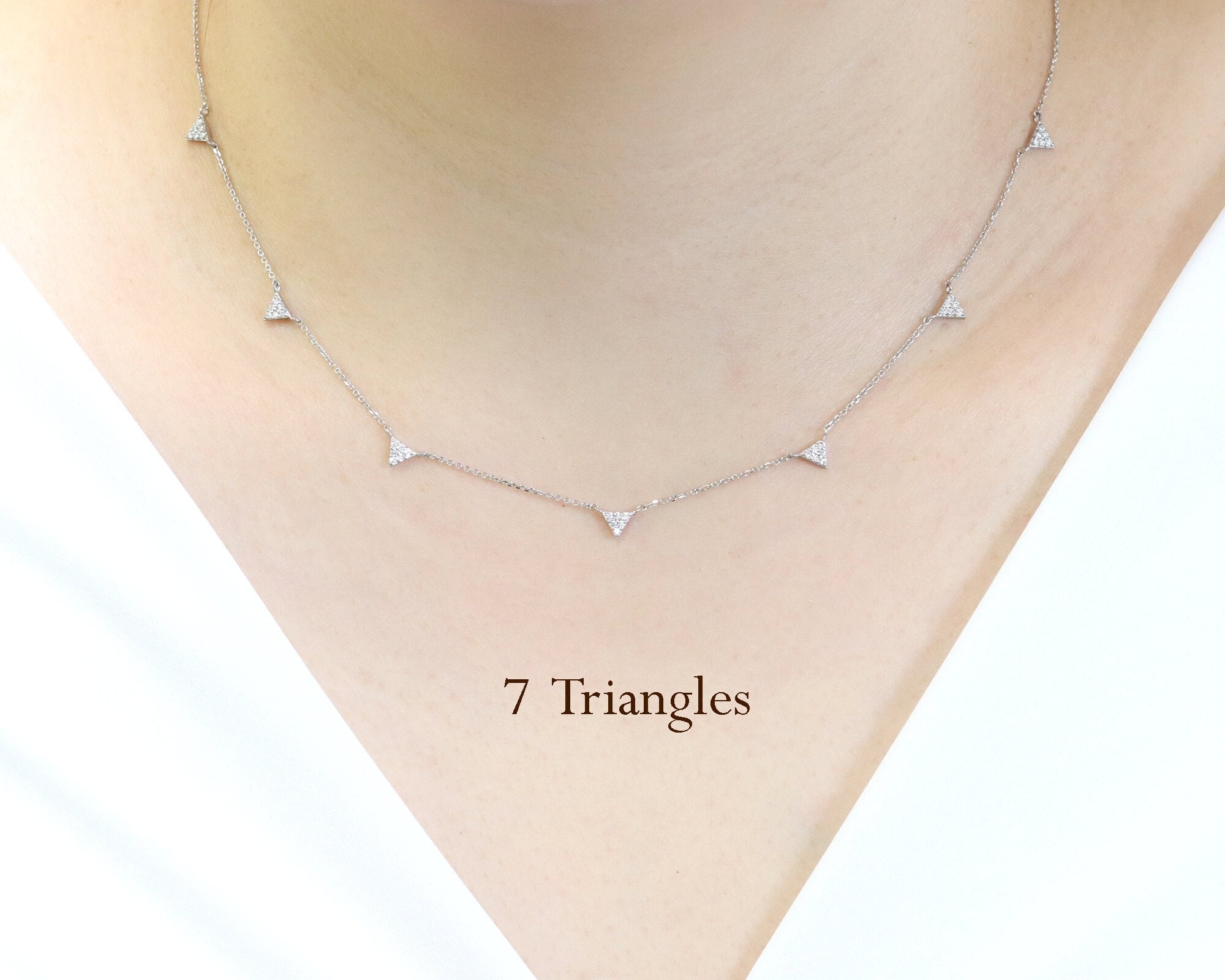 clearance stores 14K 7 Triangle Diamond Choker Necklace Diamond