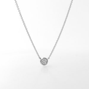 14K Diamond Bezel Simple Necklace / Diamond Necklace / Solitaire Necklace / Everyday Necklace / Diamond Bezel Pendant / Yellow Gold image 6