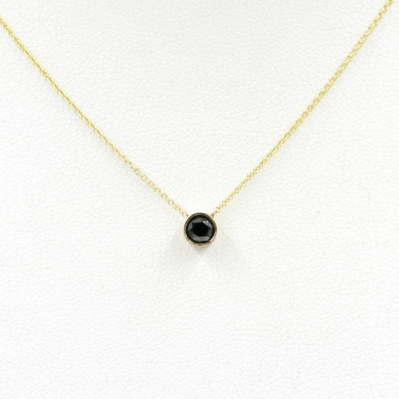 0.30ct. Black Diamond Necklace. Bezel Set Black Diamond Etsy