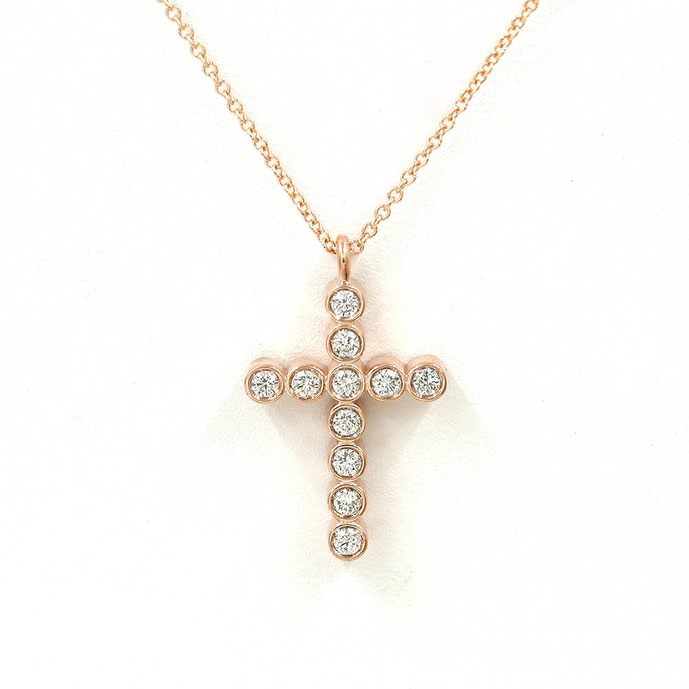 Diamond Cross Pendant Necklace/0.3ct. Bezel Set Cross | Etsy