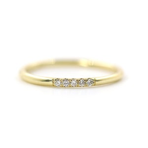 14K Diamond 1 7 Stones Dainty Wedding Band / Simple Diamond Ring / Engagement Band / Bridal Ring / Yellow Gold / Dainty Band / Simple Ring image 3