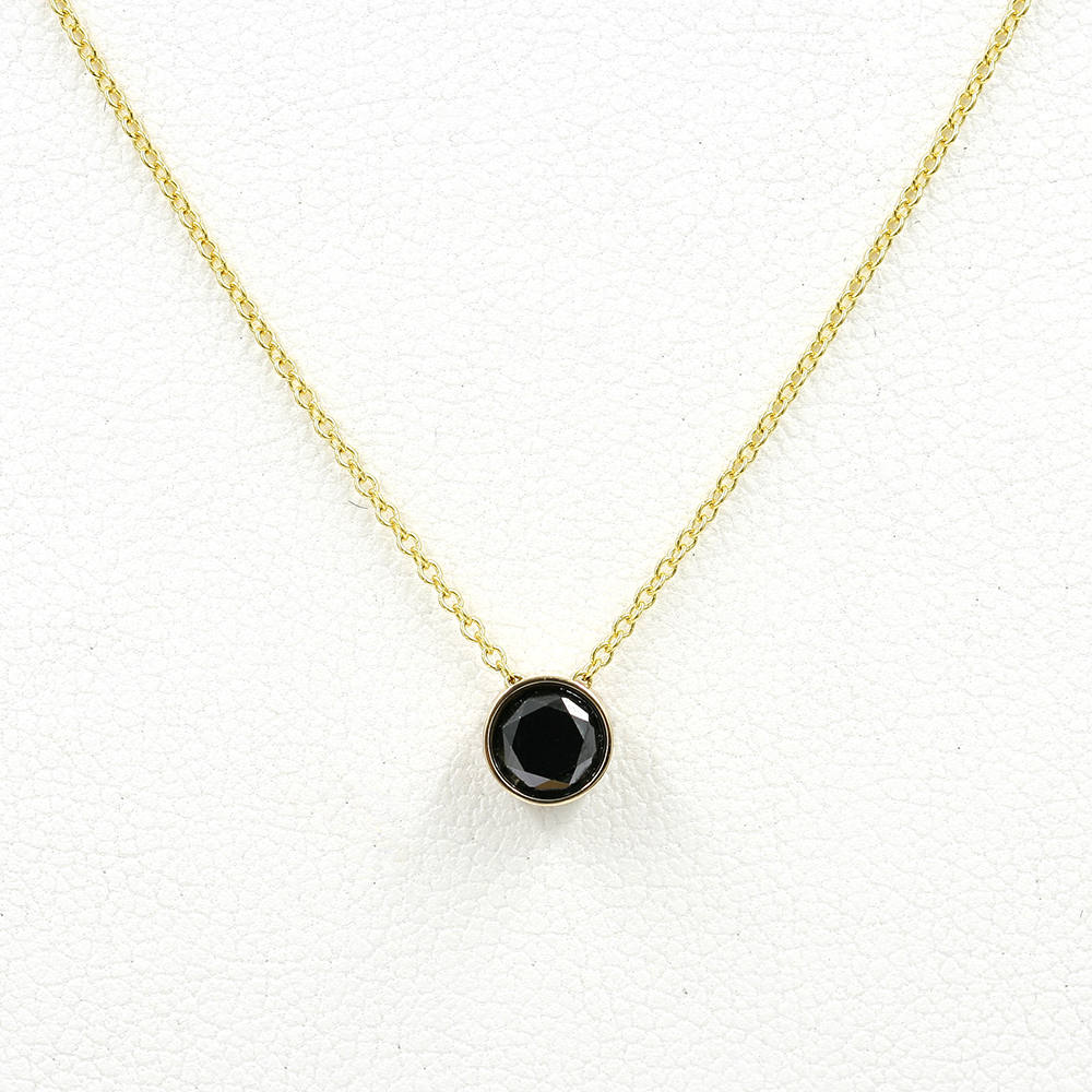 0.50CT.Black Diamond Necklace.Bezel set Black Diamond Etsy