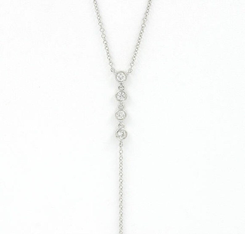Diamond Bezel Lariat Necklace/women's Diamond Y Etsy