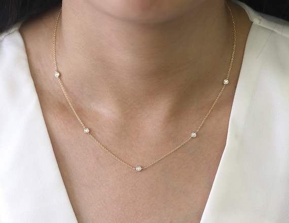 14K Gold Necklace with Mixed Cut Diamonds – FUSED