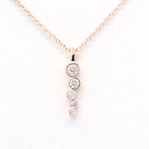 14K 5 Diamond Bezel Necklace / Diamond Necklace / Simple Necklace / Everyday Necklace / Yellow Gold / Diamond Bezel Pendant