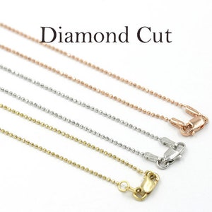 14K 1mm Diamond Cut Beaded Chain Necklace / Diamond Cut Chain / Beaded Chain Necklace / Simple Necklace / Chain Necklace / Yellow Gold