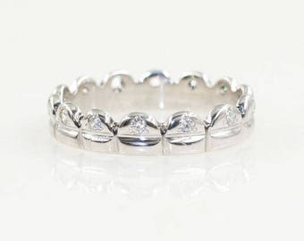 14K Diamond Crown Wedding Band / Crow Wedding Band / Diamond Engagement Band / Diamond Ring / Stackable Ring / White Gold