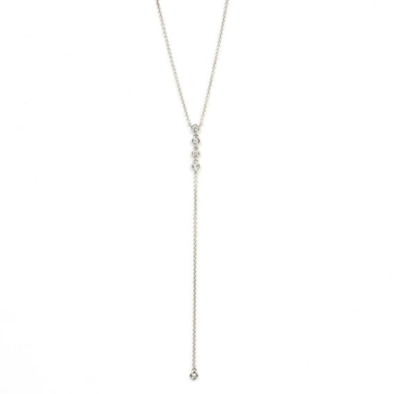 Diamond Bezel Lariat Necklace/Women's Diamond Y | Etsy