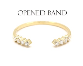14K 8 Diamond Open Wedding Band / Diamond Ring / Open Ring / Adjustable Ring / Engagement Band / Bridal Ring / Stackable Ring / Rose Gold