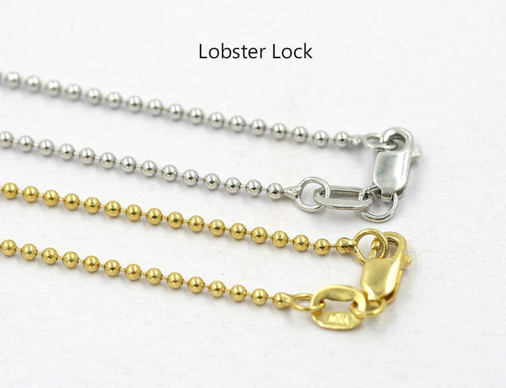 1.5MM Beaded Chain.14K Solid Gold Bead Ball Chain.14K White Etsy
