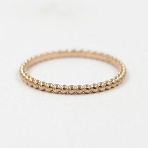 14K 1.7mm Plain Beaded Band / Beaded Ring / Plain Band / Simple Ring / Stackable Ring / Wedding Band / Rose Gold / Engagement Band