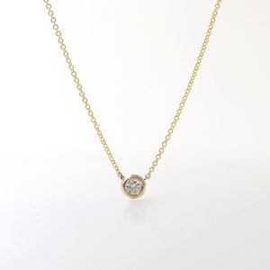14K Diamond Bezel Tiny Necklace / Diamond Necklace / Bezel Necklace / Diamond Simple Necklace / Diamond Pendant / Everyday Necklace image 3