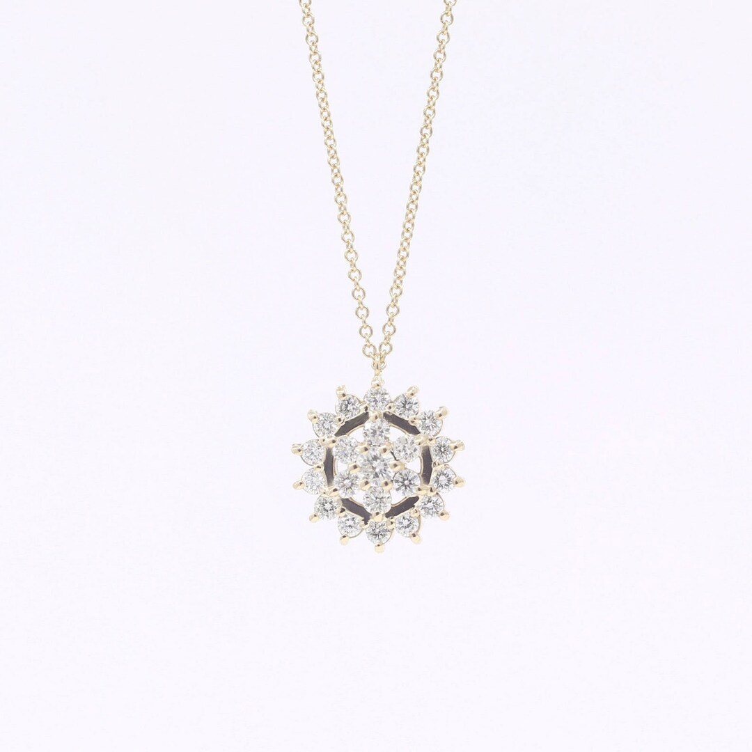 14K Diamond Sunflower Necklace / Diamond Necklace / Sunflower Necklace