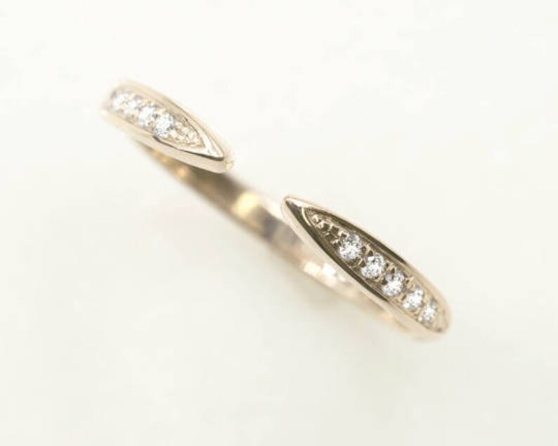 Diamond Open Wedding Band/14k Solid Gold Diamond Spacer Etsy