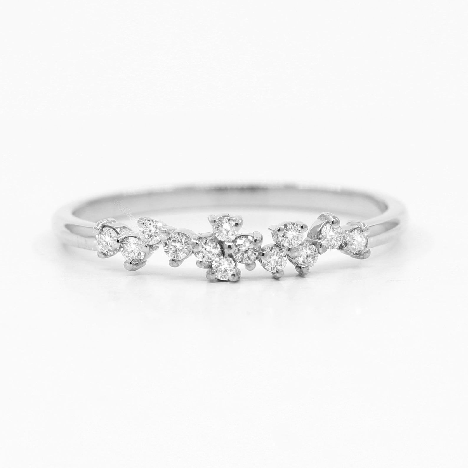 Cluster Diamond Wedding Band.dainty Diamond Ring 14K Etsy