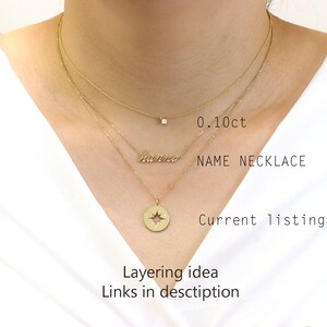 14K Diamond Circle Pendant Necklace / Starburst Necklace / Diamond Necklace / Coin Pendant Necklace / Circle Pendant / Yellow Gold image 5