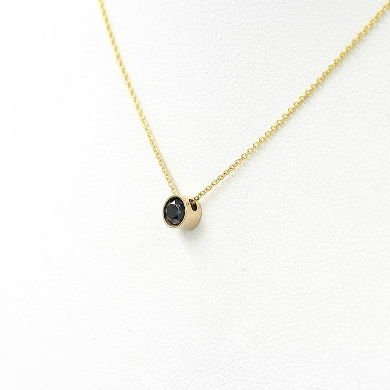 0.30ct. Black Diamond Necklace. Bezel Set Black Diamond Etsy