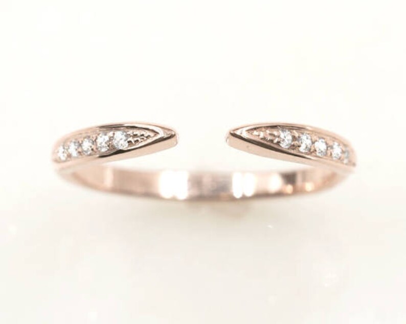 Diamond Open Wedding Band/14k Solid Gold Diamond Spacer Etsy