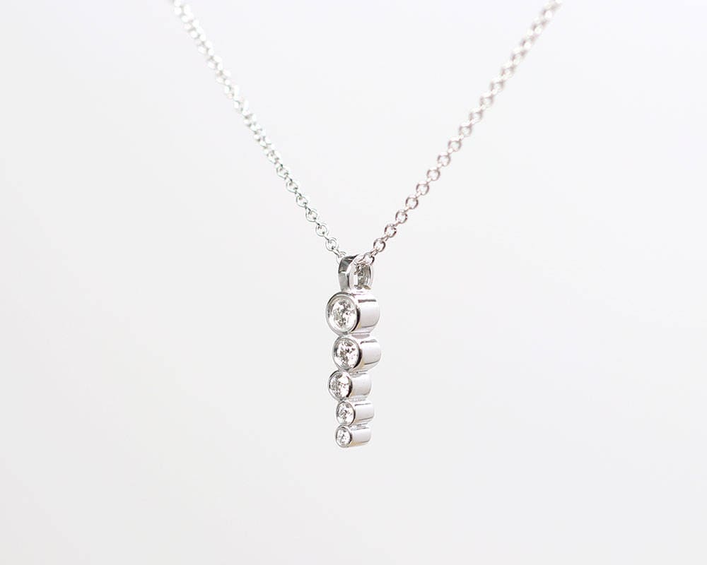 Women's Diamond Necklace.Simple Diamond Bezel Necklace for | Etsy