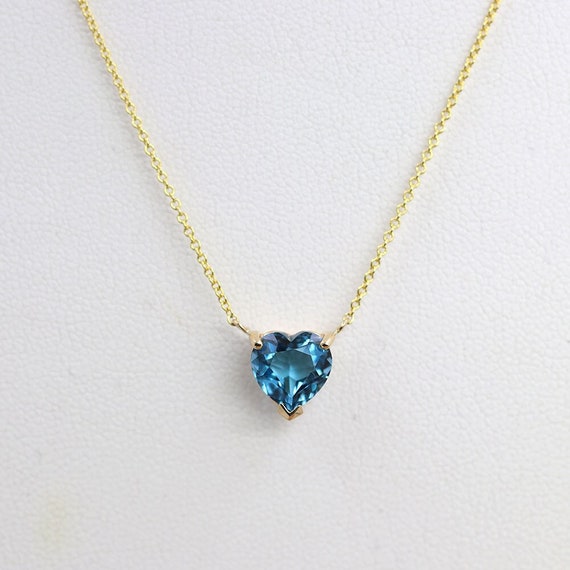 14k White Gold London Blue Topaz and Diamond Necklace – Dublin Village  Jewelers (OH)