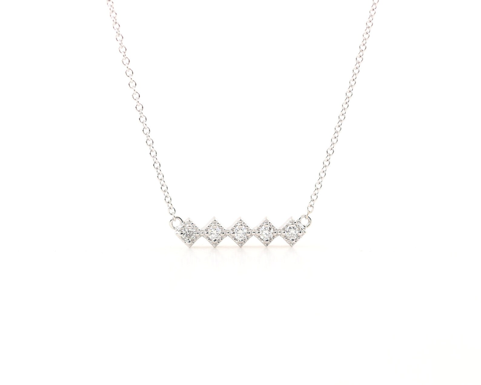 14K Diamond Rhombus Necklace / Diamond Necklace / Rhombus Etsy