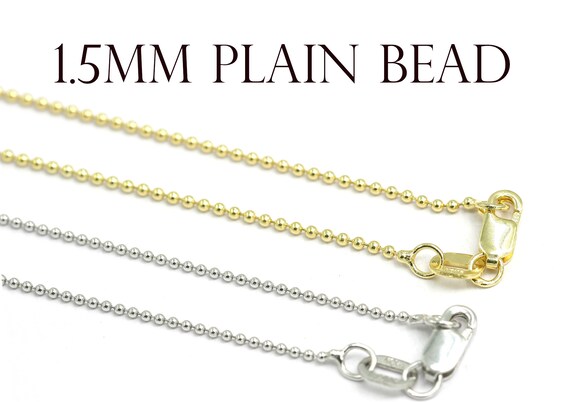 1.5MM Plain Bead Chain/14k Solid Gold 