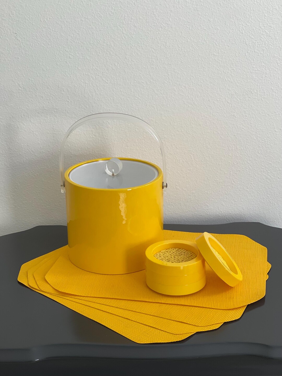 Vintage Yellow Ice Bucket and Coasters Set by Shelton-ware MCM - Etsy