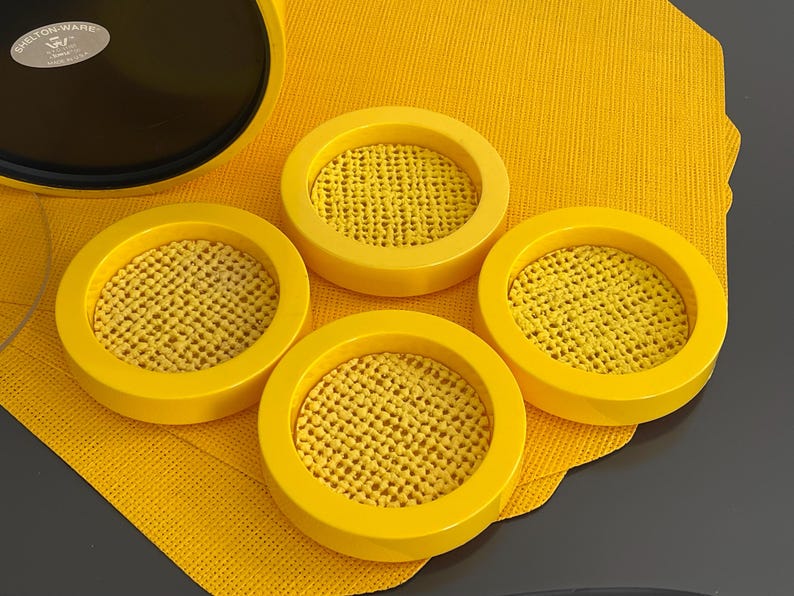 Vintage Yellow Ice Bucket and Coasters Set by Shelton-ware MCM - Etsy