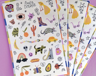 Hoja de pegatinas de BFF Sticker Club x Emily Doliner