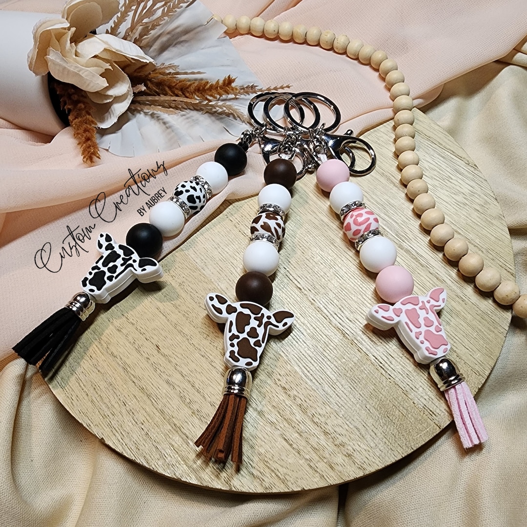 Cow Keychaincow Head Keychaincow Print Keychainwestern Silicone