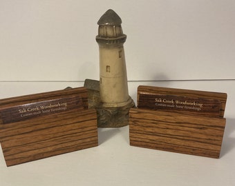 Wooden business card holder