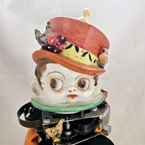 Curious Assemblage,Googly Eye Fella,DAPPER DEXTER:Steampunk Sculpture,Found Object Weirdo