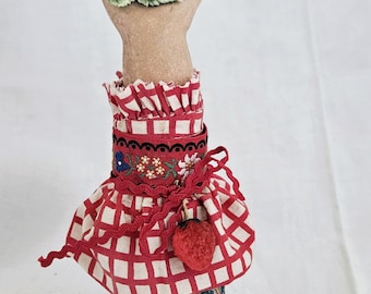Quirky Doll Arm Mini Assemblage With Velvet Strawberry, Just For Fun Decor