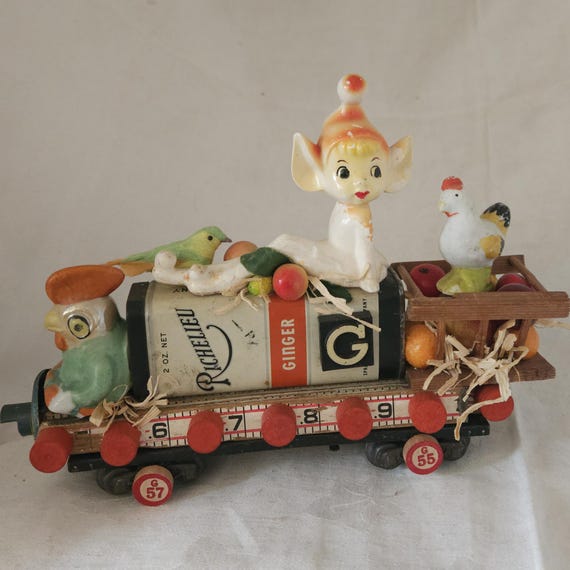 Whimsical Assemblage ,GINGER A Pixie Elf On A Chicken Train