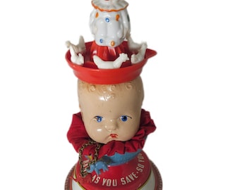 Whimsical Stacked Object Doll Head Assemblage Sculpture, SAILOR BOY