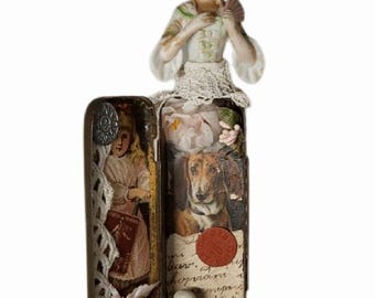 Victorian Mixed Media Assemblage Tin ,La Belle 'Epoque
