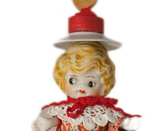 Whimsical Corn Girl Doll "Coraline" | Vintage Folk Art with Wooden Geese