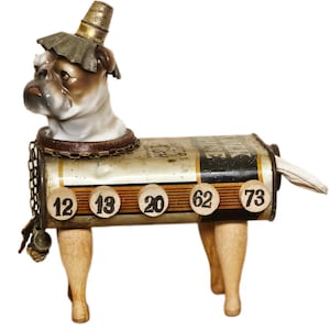 Steampunk Found Object Bull Dog Assemblage, BULLY GOOD