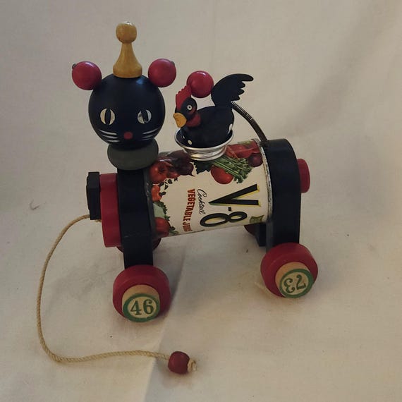 VICTOR An Anthropomorphic Cat Found Object Whimsical Assemblage....With A Rooster