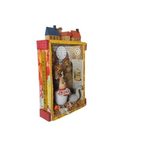 Assemblage Story Box | Farming Art with Chickens, Goose, Houses & Doll Head | Rustic Folk Shadowbox Bild 6