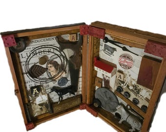 Shadowbox Mixed Media Assemblage, AMBROSE'S RELIQUARY,Masculine 19thC Life