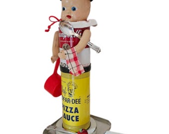 Fun Kitchen Doll Head Assemblage, LET'S EAT, Whimsical