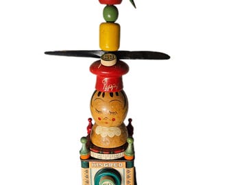 Colorful totem sculpture | vintage folk art tower | quirky upcycled decor | kitschy stacked