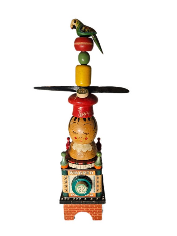 Colorful totem sculpture | vintage folk art tower | quirky upcycled decor | kitschy stacked
