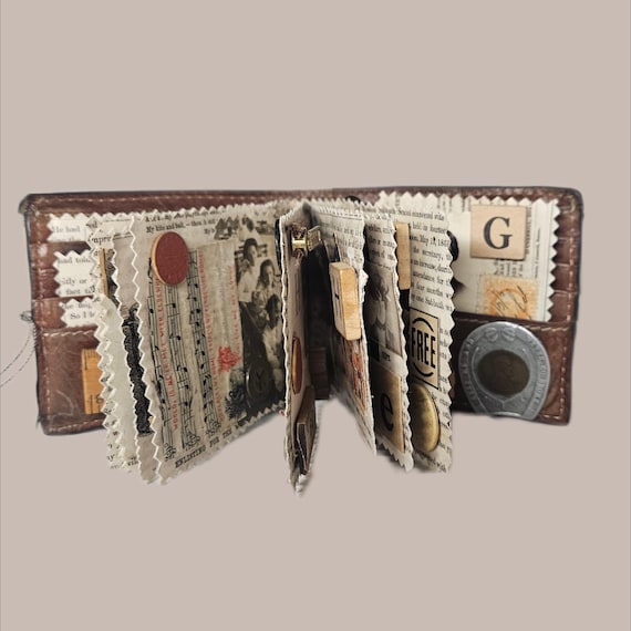 Masculine Mixed Media Wallet Storybook |For History Lovers | Antique Ephemera,Gift