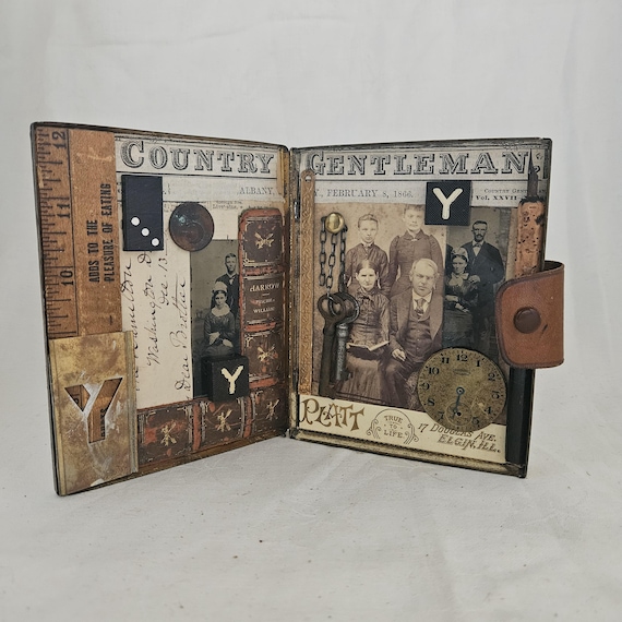 Mixed Media Assemblage Tin:YALE,A Country Gentleman,Masculine,Storytelling For Lover Of Old
